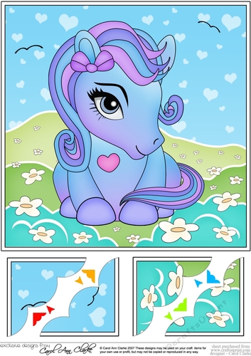 8 x 8 Cute Little Pony Scalloped Corner Topper 