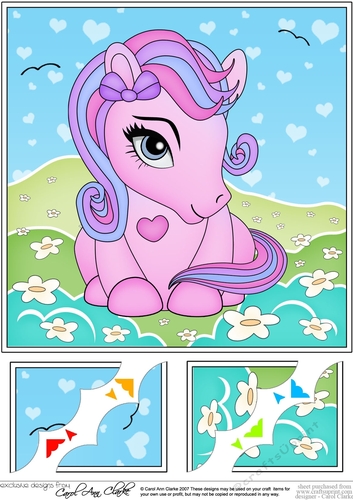 8 x 8 Cute Little Pony Scalloped Corner Topper 