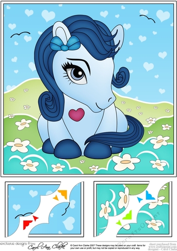 8 x 8 Cute Little Pony Scalloped Corner Topper 