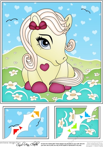 8 x 8 Cute Little Pony Scalloped Corner Topper 