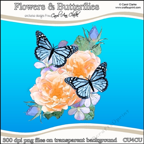 Pretty Flowers & Butterflies - CU4CU Digital Clip Art Set