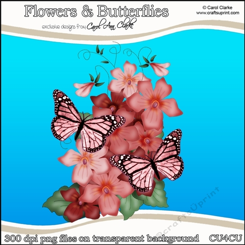 Pretty Flowers & Butterflies - CU4CU Digital Clip Art Set