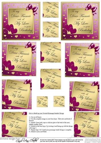 To my Dear Fiancee with all My Love on your Birthday - Twisted Pyramage sheet