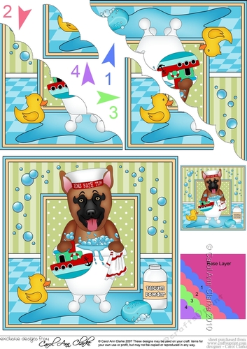 Scalloped Corner Stacker - Bathtub Buddies - Little German Shepherd Dog