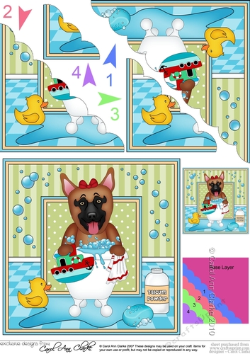 Scalloped Corner Stacker - Bathtub Buddies - Little German Shepherd Dog