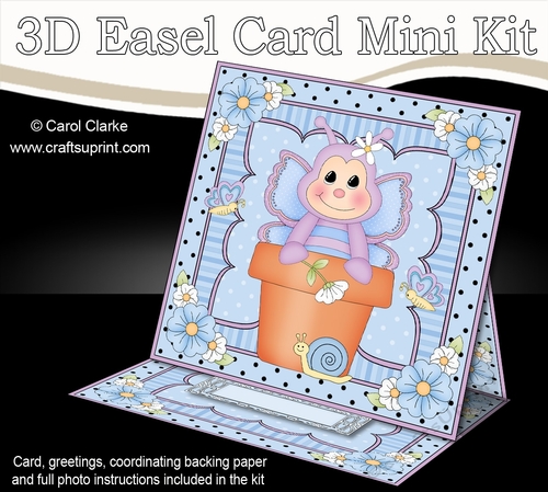 3D Easel Card Mini Kit - Flowerpot Friends - Cute Butterfly