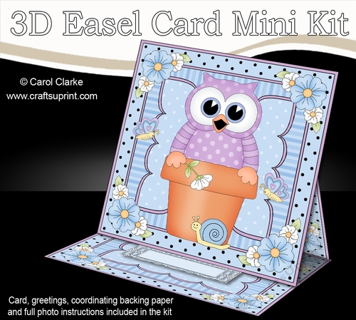 3D Easel Card Mini Kit - Flowerpot Friends - Cute Little Hoot Owl