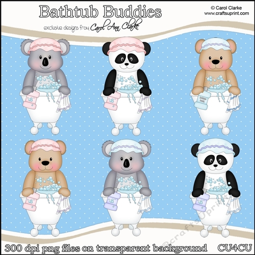 Cute Bears -  Bathtub Buddies - CU4CU Digital Clip Art Set
