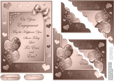 Elegant Romance Engagement Quick Card with 3D Decoupage
