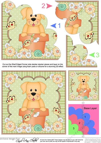 Flower Pot Friends Little Golden Labrador Dog Shell Edged Corner Side Stacker