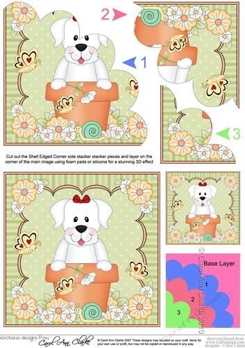 Flower Pot Friends Little White Labrador Dog Shell Edged Corner Side Stacker