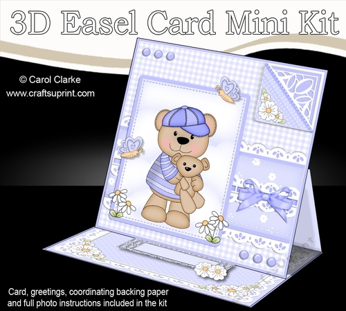 3D Easel Card Mini Kit - Cute Little Austin Bear