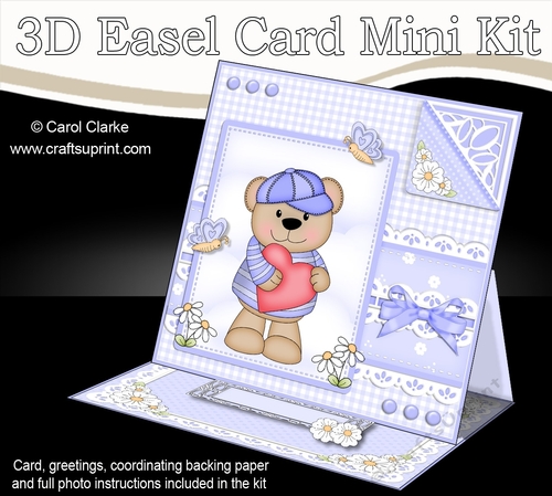3D Easel Card Mini Kit - Cute Little Austin Bear
