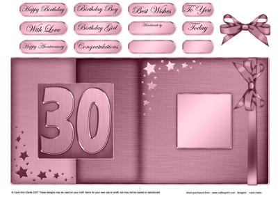 30th Metallic Age Fold Back Card