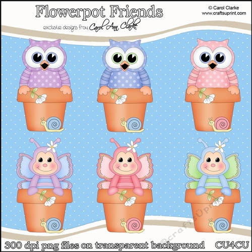Cute Flowerpot Friends - CU4CU Digital Clip Art Set