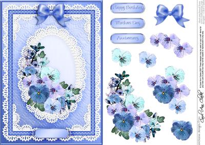 A5 Spring Flowers and Lace Quick Card with 3D Decoupage
