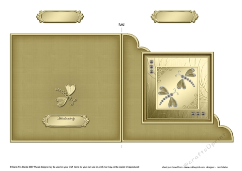 Diamante Dragonflies - Quick Cut and Fold Corner Card  