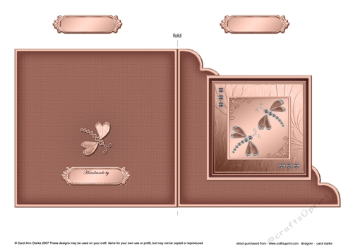 Diamante Dragonflies - Quick Cut and Fold Corner Card  