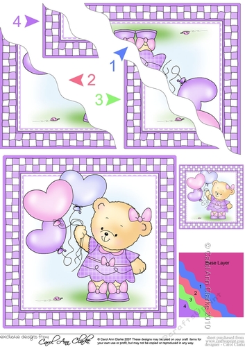 Hunney Bear Rosie has Pretty Balloons - Wavey Corner Stacker