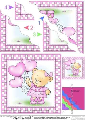 Hunney Bear Rosie has Pretty Balloons - Wavey Corner Stacker