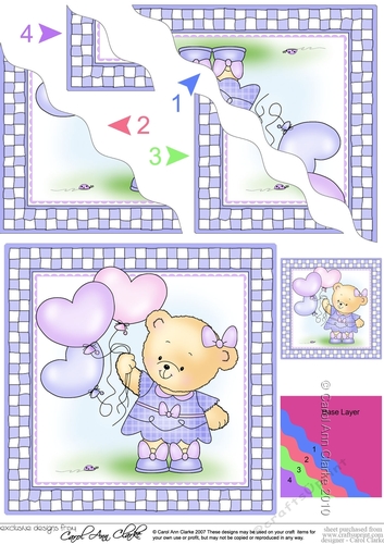 Hunney Bear Rosie has Pretty Balloons - Wavey Corner Stacker