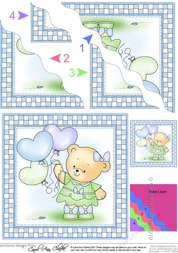 Hunney Bear Rosie has Pretty Balloons - Wavey Corner Stacker