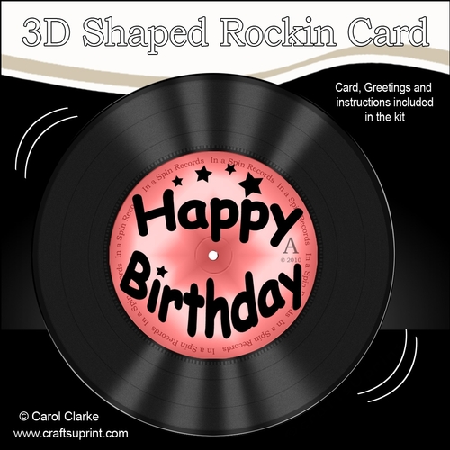3D Shaped Rocking Card Kit - On the Record - Happy Birthday