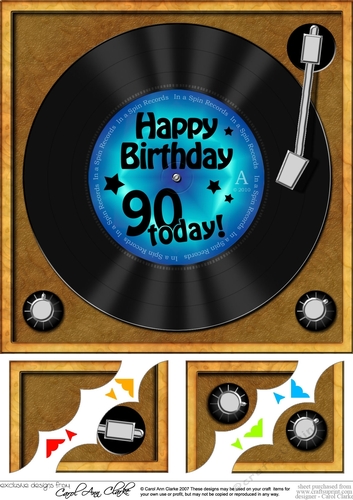 90th Birthday Record  - 8 x 8 Scalloped Corner Topper  
