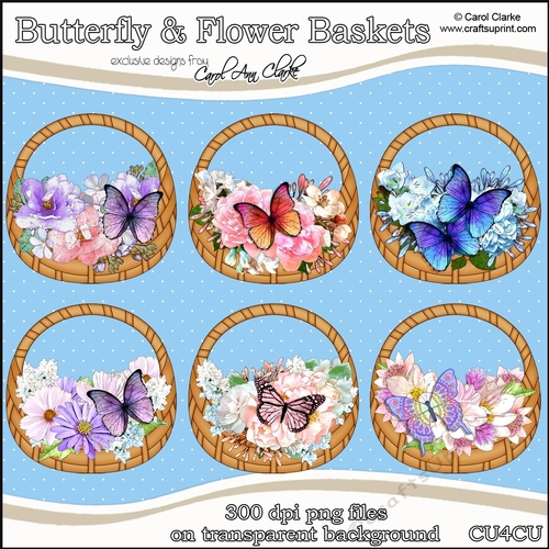 Butterfly & Flower Baskets - CU4CU Digital Clip Art Set