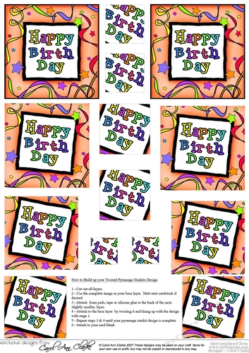 Happy Birthday - Twisted Pyramage sheet