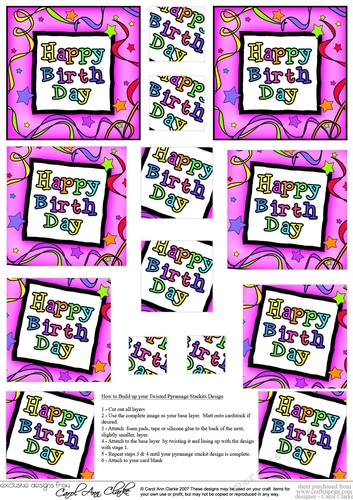 Happy Birthday - Twisted Pyramage sheet