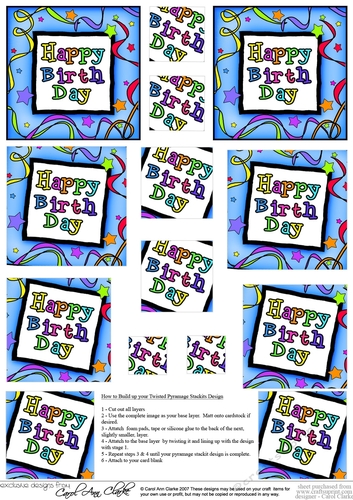 Happy Birthday - Twisted Pyramage sheet