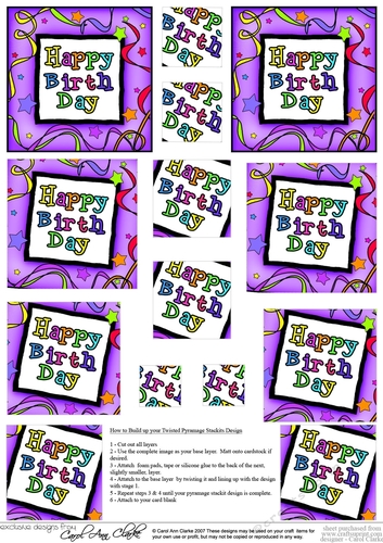 Happy Birthday - Twisted Pyramage sheet