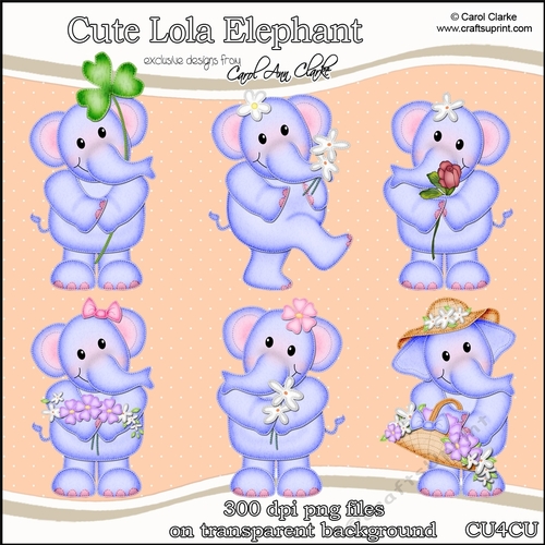 Cute Lola Elephant - CU4CU Digital Clip Art Set
