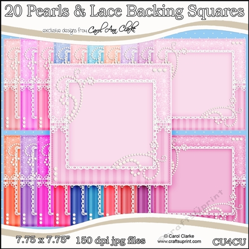 20 Pearls & Lace Backing Squares - CU4CU Digital Set