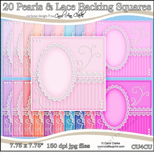 20 Pearls & Lace Backing Squares - CU4CU Digital Set