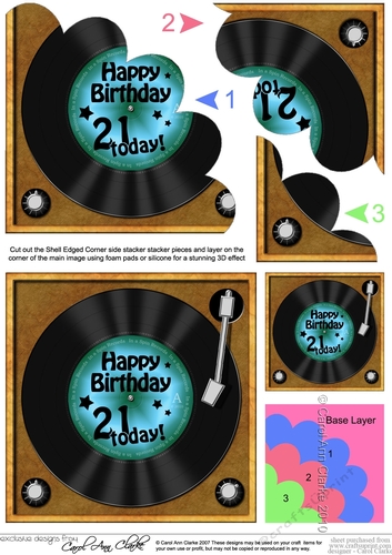 21st Birthday - Vinyl Record - Shell Edged Corner Side Stacker