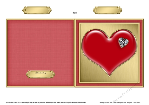 Romantic Enamel Heart - Cut and Fold Card 