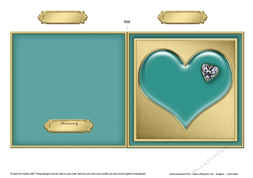 Romantic Enamel Heart - Cut and Fold Card 