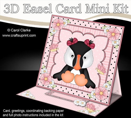 3D Easel Card Mini Kit - Cute Little Puffin