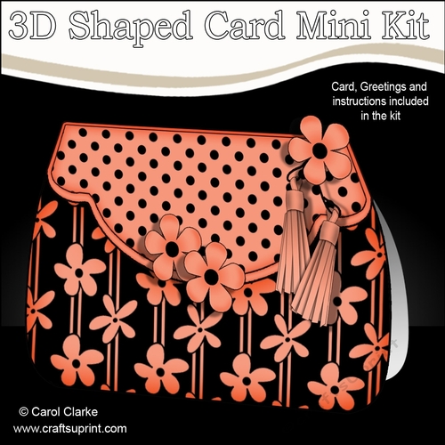 3D Shaped Card  Kit - Pretty Daisy & Dots Fold Over Clutch Bag