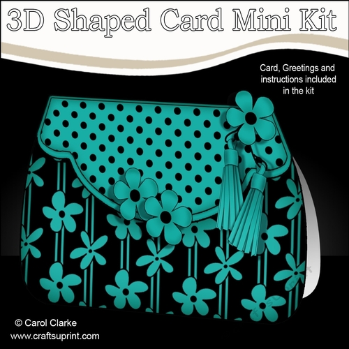 3D Shaped Card  Kit - Pretty Daisy & Dots Fold Over Clutch Bag