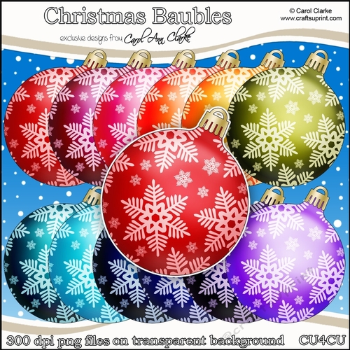12 Christmas Baubles - CU4CU Digital Clip Art Set