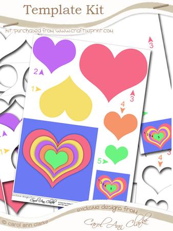 Square Card - Heart Shaped Pyramage Template Kit