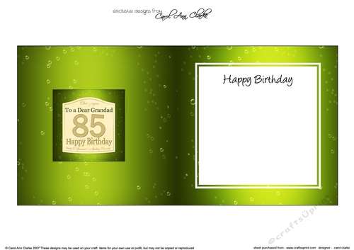 85th Birthday Grandad Champagne square landscape insert
