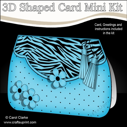 3D Shaped Card  Kit - Zebra Print & Spots Fold Over Clutch Bag