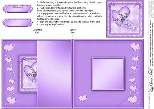 Romantic Love Heart - No-Hole Fold Back Card