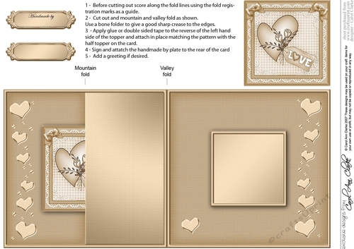 Romantic Love Heart - No-Hole Fold Back Card