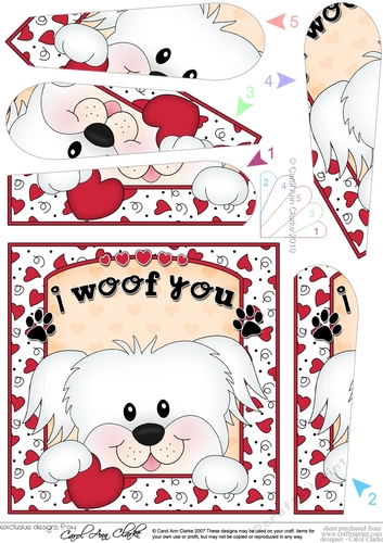 Fan Pyramage Topper - Love, Romance, Valentine- Little Bichon Frise Dog