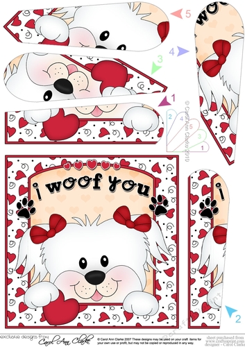 Fan Pyramage Topper - Love, Romance, Valentine- Little Bichon Frise Dog